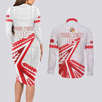Custom Tonga Rugby 2024 Pacific Couples Matching Long Sleeve Bodycon Dress and Long Sleeve Button Shirt Go Ikale Tahi LT05 - Polynesian Pride