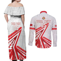 Custom Tonga Rugby 2024 Pacific Couples Matching Off Shoulder Maxi Dress and Long Sleeve Button Shirt Go Ikale Tahi