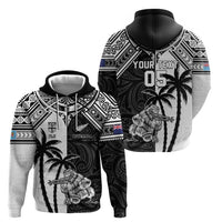 Custom New Zealand And Fiji Rugby 2024 Zip Hoodie Maori Kiwi With Fijian Palm Tree