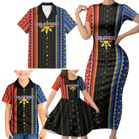 Personalised Philippines Filipinos Family Matching Short Sleeve Bodycon Dress and Hawaiian Shirt Igorot Tribal Inspiration Pattern Style