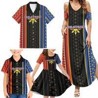Personalised Philippines Filipinos Family Matching Summer Maxi Dress and Hawaiian Shirt Igorot Tribal Inspiration Pattern Style