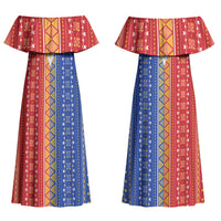 Philippines Sun Couples Matching Off Shoulder Maxi Dress and Hawaiian Shirt Igorot Tribal Inspiration