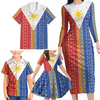 Philippines Sun Family Matching Long Sleeve Bodycon Dress and Hawaiian Shirt Igorot Tribal Inspiration LT05 - Polynesian Pride