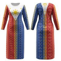 Philippines Sun Family Matching Long Sleeve Bodycon Dress and Hawaiian Shirt Igorot Tribal Inspiration LT05 Mom's Dress Colorful - Polynesian Pride