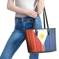 Philippines Sun Leather Tote Bag Igorot Tribal Inspiration