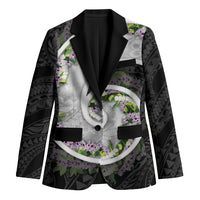 Piko Hawaii Blazer Polynesian Pattern With Maile Pikake Honohono Lei