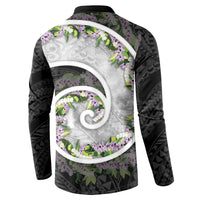 Piko Hawaii Button Sweatshirt Polynesian Pattern With Maile Pikake Honohono Lei