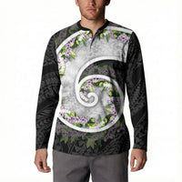 Piko Hawaii Button Sweatshirt Polynesian Pattern With Maile Pikake Honohono Lei