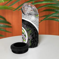 Piko Hawaii 4 in 1 Can Cooler Tumbler Polynesian Pattern With Maile Pikake Honohono Lei