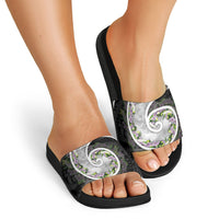 Piko Hawaii Slide Sandals Polynesian Pattern With Maile Pikake Honohono Lei