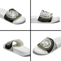 Piko Hawaii Slide Sandals Polynesian Pattern With Maile Pikake Honohono Lei