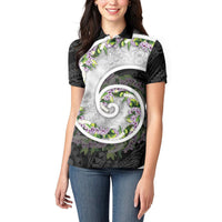 Piko Hawaii Women Polo Shirt Polynesian Pattern With Maile Pikake Honohono Lei