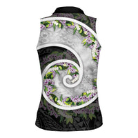Piko Hawaii Women Sleeveless Polo Shirt Polynesian Pattern With Maile Pikake Honohono Lei