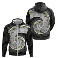 Piko Hawaii Zip Hoodie Polynesian Pattern With Maile Pikake Honohono Lei