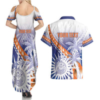 Personalised Marshall Islands Manit Day Couples Matching Summer Maxi Dress and Hawaiian Shirt Polynesian Tribal Tattoo Tropical Style