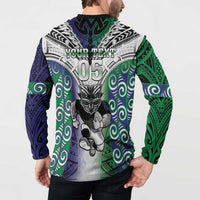 Custom New Zealand Warrior Button Sweatshirt Maori Tribal Pattern LT05 - Polynesian Pride