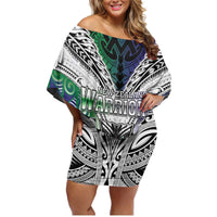 Custom New Zealand Warrior Family Matching Off Shoulder Short Dress and Hawaiian Shirt Maori Tribal Pattern