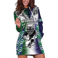 Custom New Zealand Warrior Hoodie Dress Maori Tribal Pattern LT05 Green - Polynesian Pride