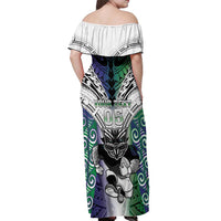 Custom New Zealand Warrior Off Shoulder Maxi Dress Maori Tribal Pattern LT05 - Polynesian Pride