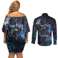 Suicide Awareness Couples Matching Off Shoulder Short Dress and Long Sleeve Button Shirt You Are Not Alone LT05 - Polynesian Pride