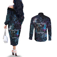 Suicide Awareness Couples Matching Off The Shoulder Long Sleeve Dress and Long Sleeve Button Shirt You Are Not Alone LT05 - Polynesian Pride