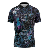 Suicide Awareness Zipper Polo Shirt You Are Not Alone LT05 Black - Polynesian Pride