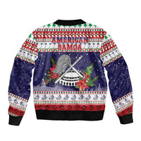 American Samoa Christmas Bomber Jacket Poinsettia La Maunia Le Kilisimasi