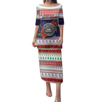 American Samoa Christmas Family Matching Puletasi and Hawaiian Shirt Poinsettia La Maunia Le Kilisimasi