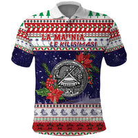 American Samoa Christmas Polo Shirt Poinsettia La Maunia Le Kilisimasi