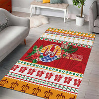 French Polynesia Christmas Area Rug Coat Of Arms Merry Xmas LT05 - Polynesian Pride