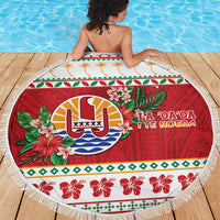 French Polynesia Christmas Beach Blanket Coat Of Arms Merry Xmas LT05 - Polynesian Pride