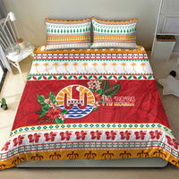 French Polynesia Christmas Bedding Set Coat Of Arms Merry Xmas