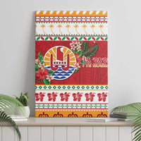 French Polynesia Christmas Canvas Wall Art Coat Of Arms Merry Xmas LT05 - Polynesian Pride