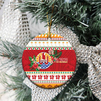 French Polynesia Christmas Ceramic Ornament Coat Of Arms Merry Xmas LT05 - Polynesian Pride