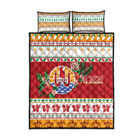 French Polynesia Christmas Quilt Bed Set Coat Of Arms Merry Xmas LT05 - Polynesian Pride