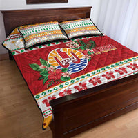 French Polynesia Christmas Quilt Bed Set Coat Of Arms Merry Xmas LT05 - Polynesian Pride