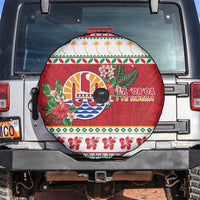 French Polynesia Christmas Spare Tire Cover Coat Of Arms Merry Xmas LT05 Red - Polynesian Pride