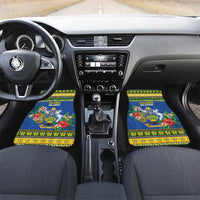 Solomon Islands Christmas Car Mats Coat Of Arms Merry Xmas LT05 Set 2pcs - Front Green - Polynesian Pride
