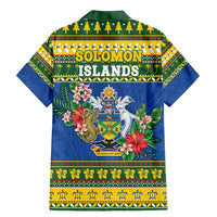 Solomon Islands Christmas Family Matching Mermaid Dress and Hawaiian Shirt Coat Of Arms Merry Xmas