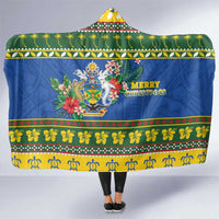Solomon Islands Christmas Hooded Blanket Coat Of Arms Merry Xmas LT05 One Size Green - Polynesian Pride