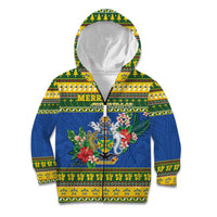 Solomon Islands Christmas Kid Hoodie Coat Of Arms Merry Xmas