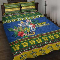 Solomon Islands Christmas Quilt Bed Set Coat Of Arms Merry Xmas LT05 Green - Polynesian Pride