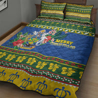 Solomon Islands Christmas Quilt Bed Set Coat Of Arms Merry Xmas LT05 - Polynesian Pride