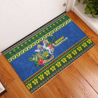 Solomon Islands Christmas Rubber Doormat Coat Of Arms Merry Xmas LT05 - Polynesian Pride