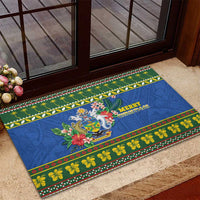Solomon Islands Christmas Rubber Doormat Coat Of Arms Merry Xmas LT05 - Polynesian Pride