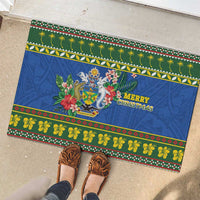 Solomon Islands Christmas Rubber Doormat Coat Of Arms Merry Xmas LT05 - Polynesian Pride