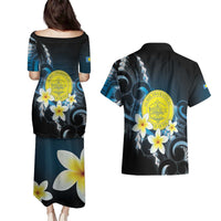 Palau United Nations Day Couples Matching Puletasi and Hawaiian Shirt Polynesian Curves Plumeria - Polynesian Pride