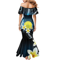 Palau United Nations Day Family Matching Mermaid Dress and Hawaiian Shirt Polynesian Curves Plumeria - Polynesian Pride