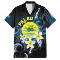 Palau United Nations Day Family Matching Off The Shoulder Long Sleeve Dress and Hawaiian Shirt Polynesian Curves Plumeria - Polynesian Pride