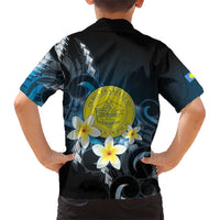 Palau United Nations Day Family Matching Short Sleeve Bodycon Dress and Hawaiian Shirt Polynesian Curves Plumeria - Polynesian Pride